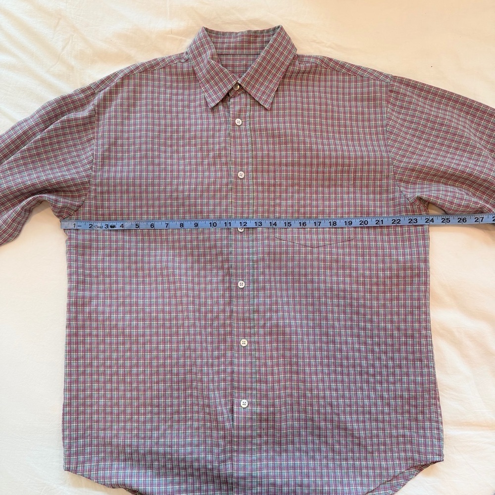 Bugatchi Uomo Men's Button Down Pink Checkered Long Sleeve Shirt Size Large - Picture 10 of 11